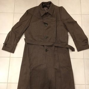 Hickey Freeman 100% Wool Overcoat Brown Tweed 42R